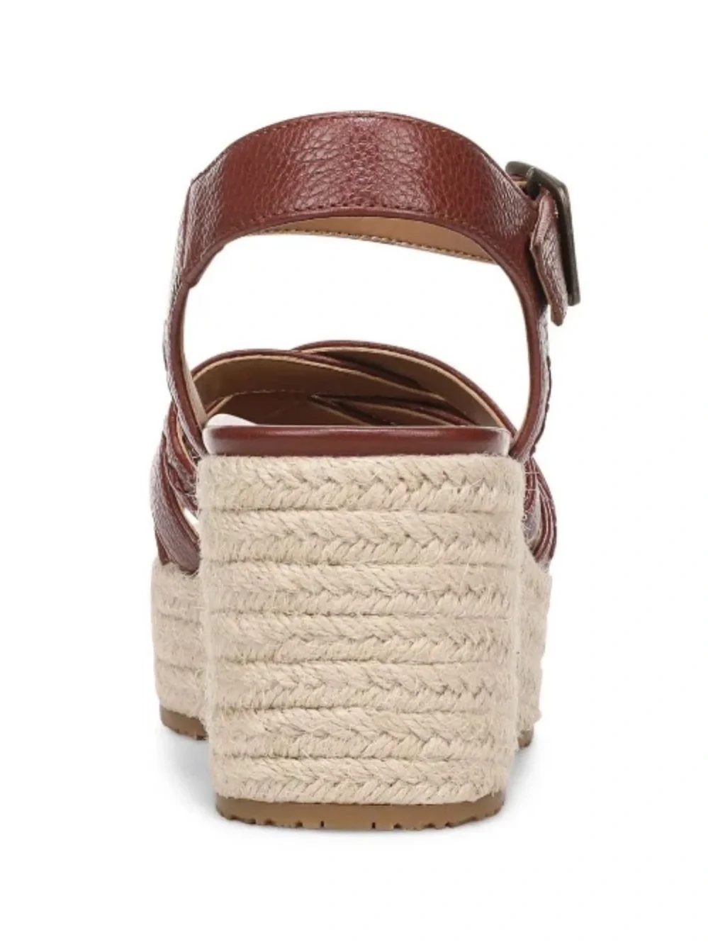 Vionic Braided Leather Espadrille Wedge Sandals - Burgundy